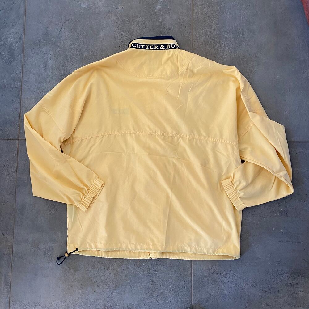 Cutter & Buck Men's M Yellow/Navy‎ Blue Poplin Jacket Full Zip - Picture 5 of 8